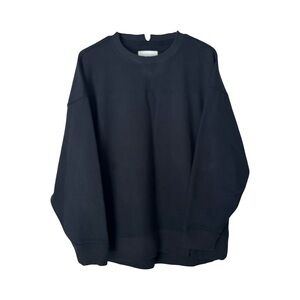 aerie the chill crew sweater in black color, oversized